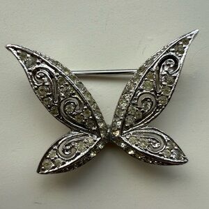 Vintage Panetta Signed Butterfly Brooch with Rhinestones